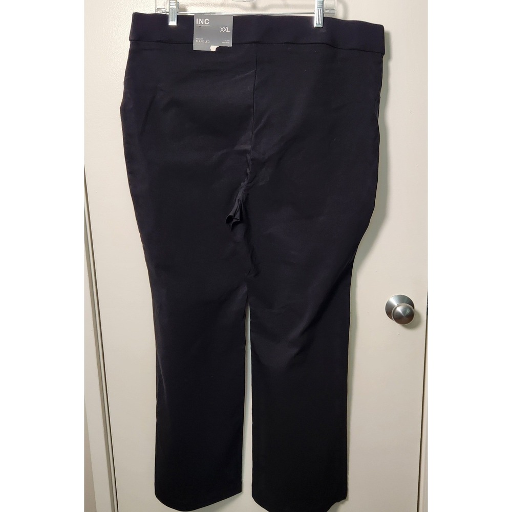 INC NWT Women's Black Flare Leg Pull On Pants XXL High Rise Faux Pockets Stretch - Picture 2 of 10